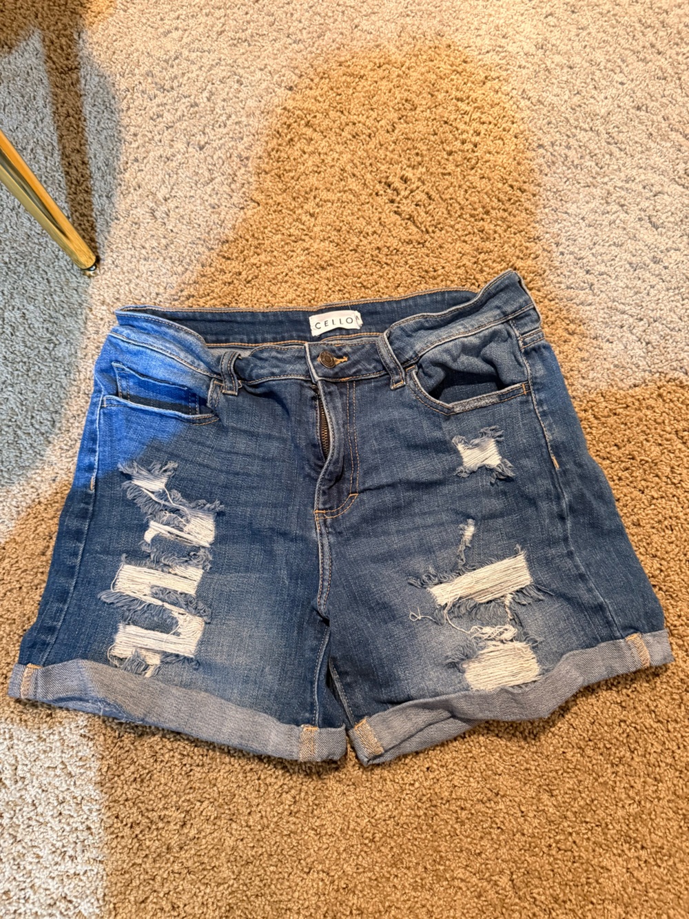 Cello Blue Distressed Jean Shorts